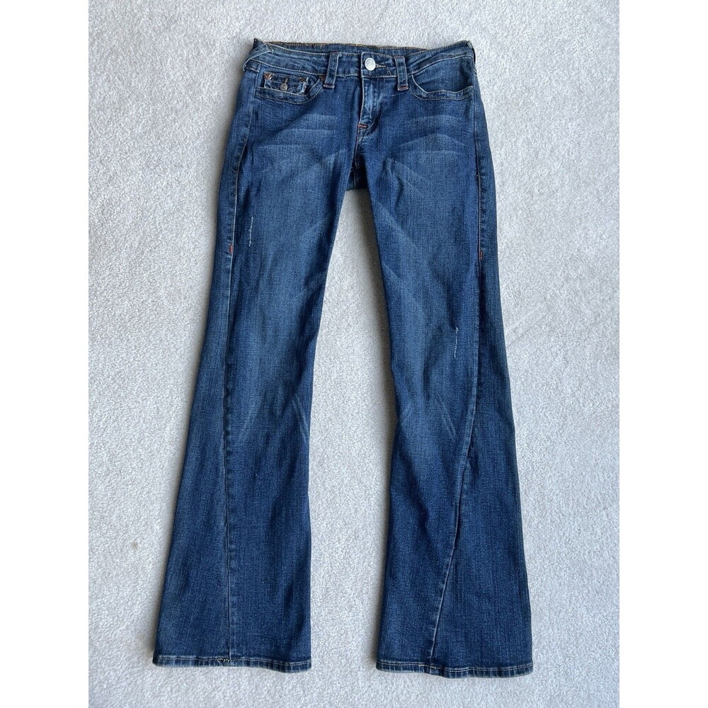 True Religion Joey Twisted Flare Leg Denim Jeans Low Rise 31x32 Distressed